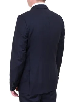 The Suit Depot Mens Blue Tonal Mini Check 100% Wool Modern Fit Suit