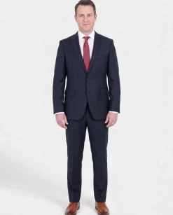 The Suit Depot Mens Blue Tonal Mini Check 100% Wool Modern Fit Suit