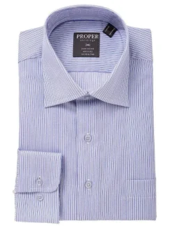 The Suit Depot Mens 100% Cotton Blue Striped Regular Fit Dress Shirt