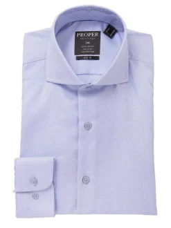 The Suit Depot Mens 100% Cotton Blue Cutaway Collar Slim Fit Dress Shirt