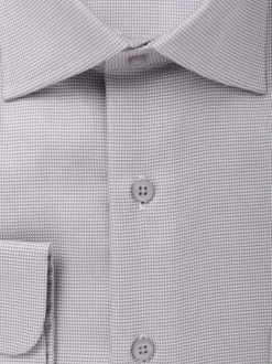 The Suit Depot Men?s 100% Cotton Light Gray Houndstooth Wrinkle Free Dress Shirt