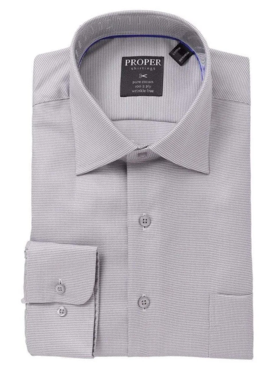 The Suit Depot Men?s 100% Cotton Light Gray Houndstooth Wrinkle Free Dress Shirt