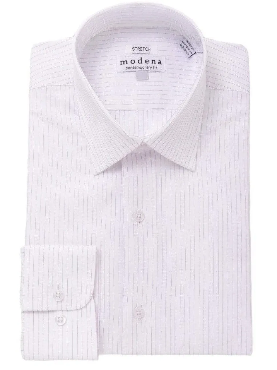 The Suit Depot Mens Cotton Pink Striped Slim Fit Stretch Dress Shirt