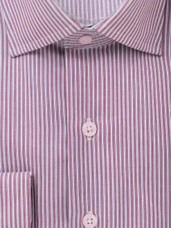 The Suit Depot Mens Cotton Red Striped Wrinkle Free Slim Fit Dress Shirt