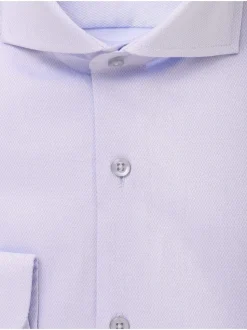 The Suit Depot Men's Cotton Solid Blue Slim Fit Stretch Dress Shirt