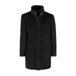 T.O. Boys Solid Black 3/4 Length Wool Blend Down Overcoat