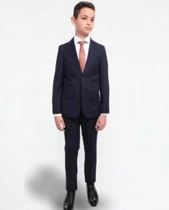 T.O. Boy's Solid Navy Blue Husky Fit Blazer Sportcoat
