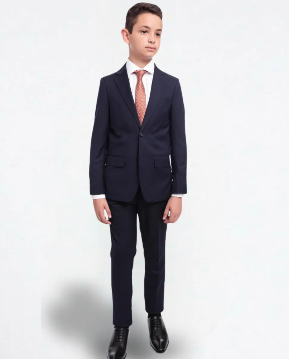 T.O. Boy's Solid Navy Blue Husky Fit Blazer Sportcoat
