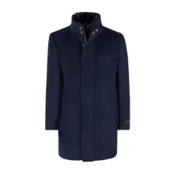 T.O. Boys Solid Navy Blue 3/4 Length Wool Blend Down Overcoat
