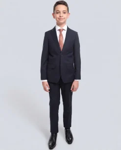 T.O. Boy's Solid Navy Blue Slim Fit Suit