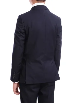 T.O. Boy's Solid Navy Blue Slim Fit Suit