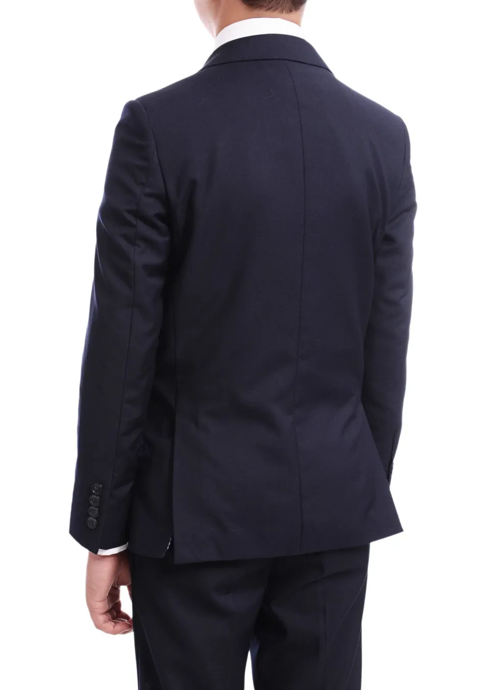 T.O. Boy's Solid Navy Blue Slim Fit Suit