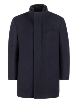 T.O. Mens Solid Black 3/4 Length Wool Blend Down Overcoat