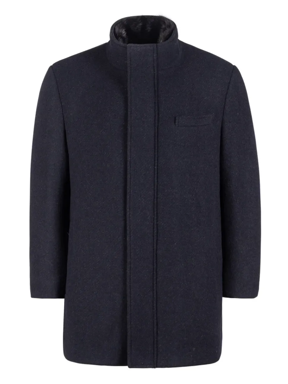 T.O. Mens Solid Black 3/4 Length Wool Blend Down Overcoat