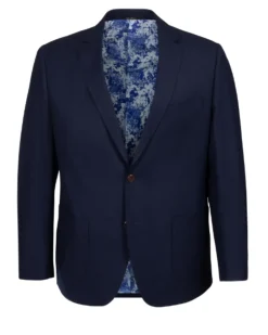T.O. TR Mens Textured Navy Classic Fit Patch Pockets 2 Button Jacket Blazer