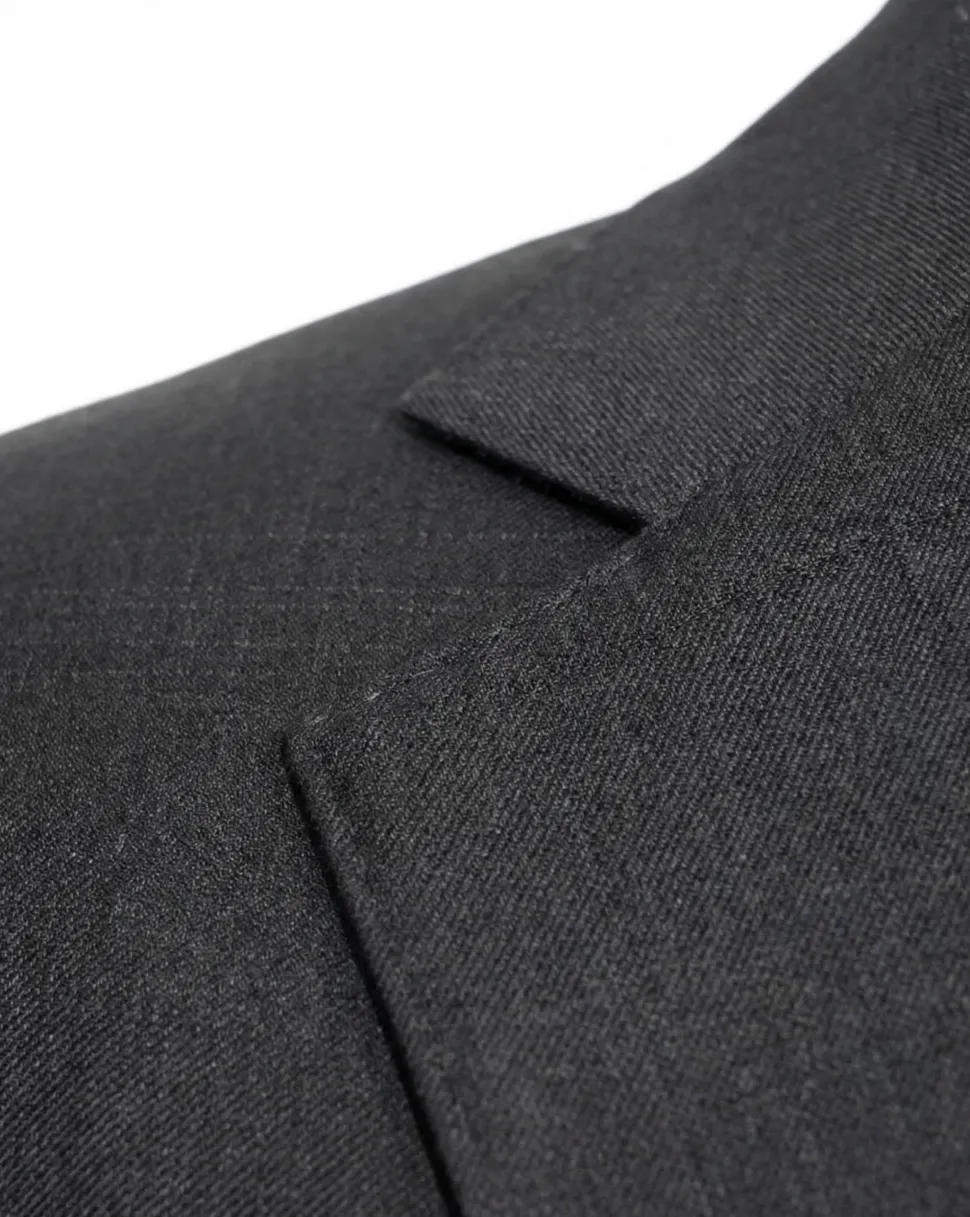 Tovaglia Black Tonal Plaid Half-Canvassed Slim Fit Notch Lapels 100% Wool Suit