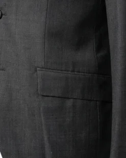 Tovaglia Black Tonal Plaid Half-Canvassed Slim Fit Notch Lapels 100% Wool Suit