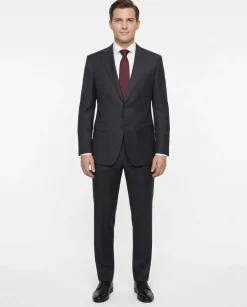 Tovaglia Black Tonal Plaid Half-Canvassed Slim Fit Notch Lapels 100% Wool Suit