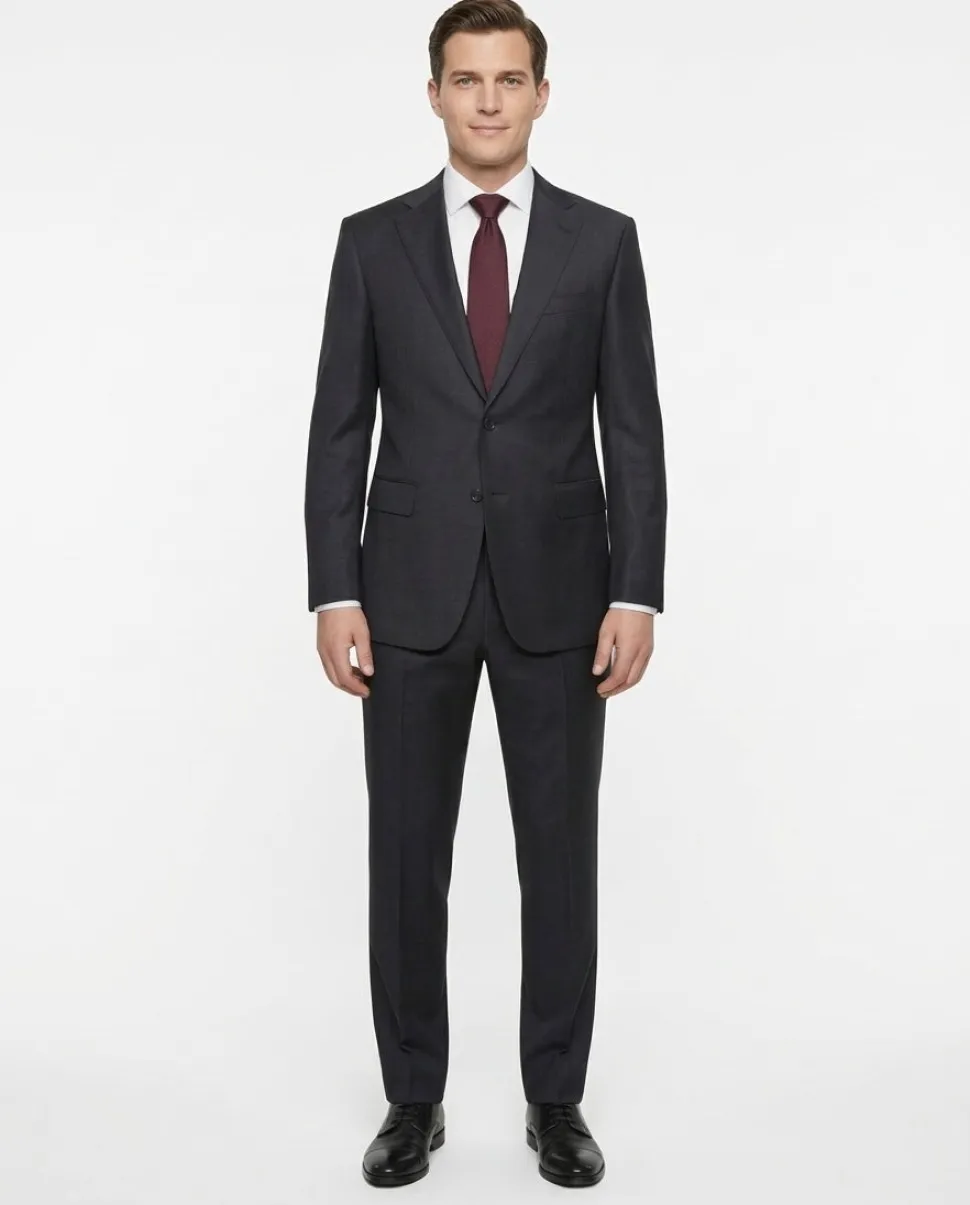 Tovaglia Black Tonal Plaid Half-Canvassed Slim Fit Notch Lapels 100% Wool Suit