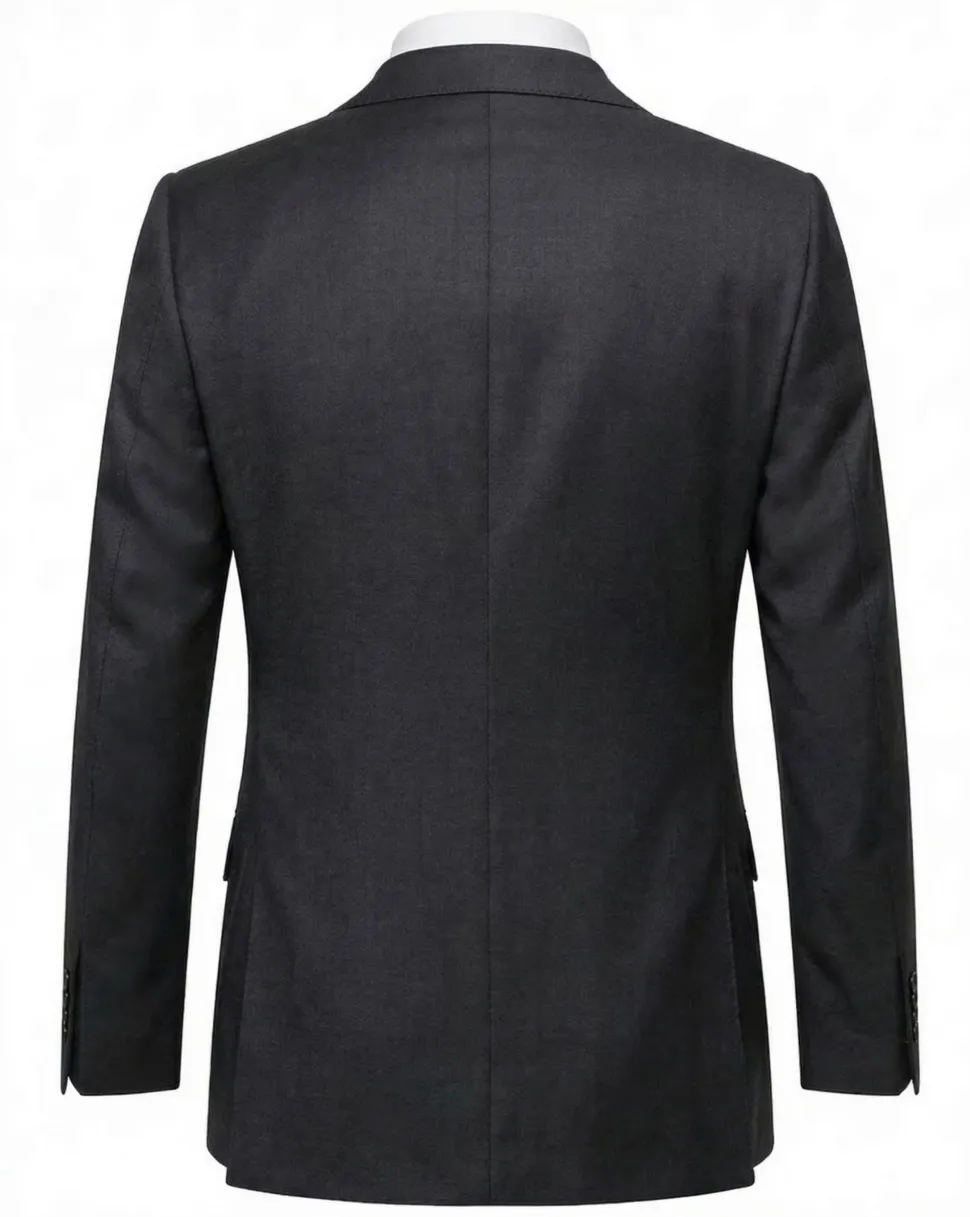 Tovaglia Black Tonal Plaid Half-Canvassed Slim Fit Notch Lapels 100% Wool Suit