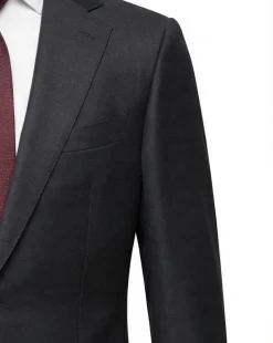 Tovaglia Black Tonal Plaid Half-Canvassed Slim Fit Notch Lapels 100% Wool Suit