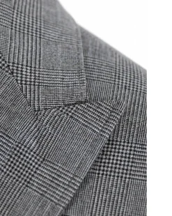 Tovaglia Mens Black & White Glen Plaid Classic Fit Peak Lapel Wool 2-Button Suit