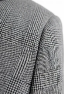 Tovaglia Mens Black & White Glen Plaid Classic Fit Peak Lapel Wool 2-Button Suit