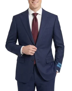 Tovaglia Mens Dark Navy Tonal Check Classic Fit Notch Lapel Wool 2-Button Suit