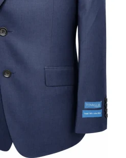 Tovaglia Mens Dark Navy Tonal Check Classic Fit Notch Lapel Wool 2-Button Suit