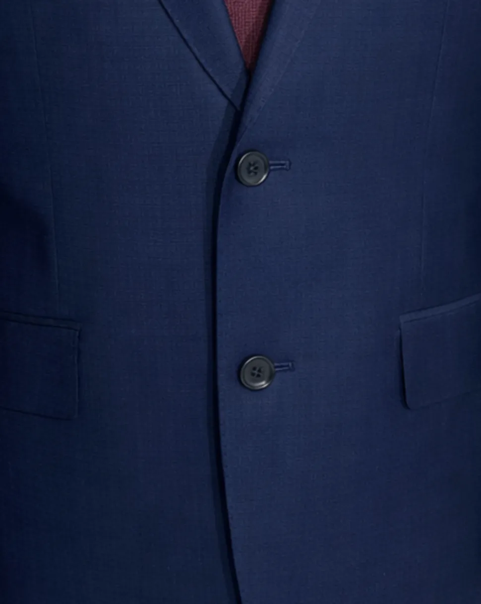 Tovaglia Mens Dark Navy Tonal Check Classic Fit Notch Lapel Wool 2-Button Suit