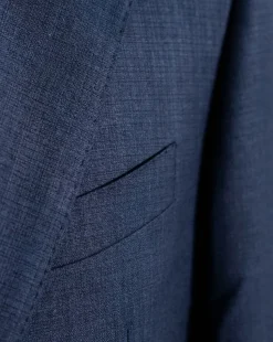 Tovaglia Mens Dark Navy Tonal Check Classic Fit Notch Lapel Wool 2-Button Suit