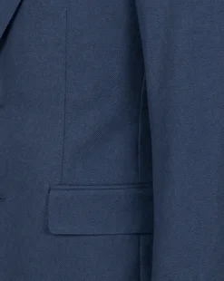 Tovaglia Mens Medium Blue Weave Classic Fit Notch Lapel Wool Silk Blend 2-Button Suit