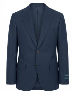 Tovaglia Mens Medium Blue Weave Classic Fit Notch Lapel Wool Silk Blend 2-Button Suit