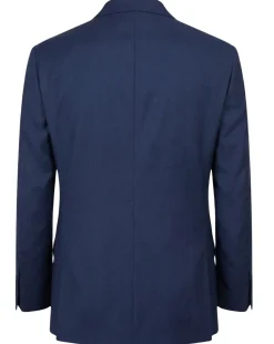 Tovaglia Mens Navy Textured Classic Fit Notch Lapels Wool Silk 2 Button Suit