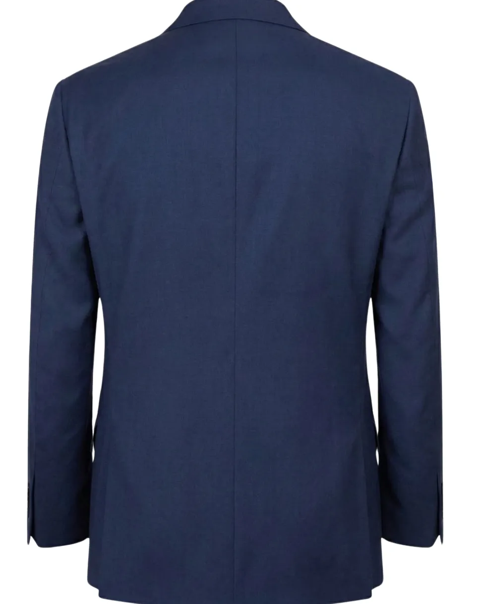 Tovaglia Mens Navy Textured Classic Fit Notch Lapels Wool Silk 2 Button Suit