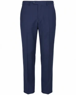 Tovaglia Mens Navy Textured Classic Fit Notch Lapels Wool Silk 2 Button Suit