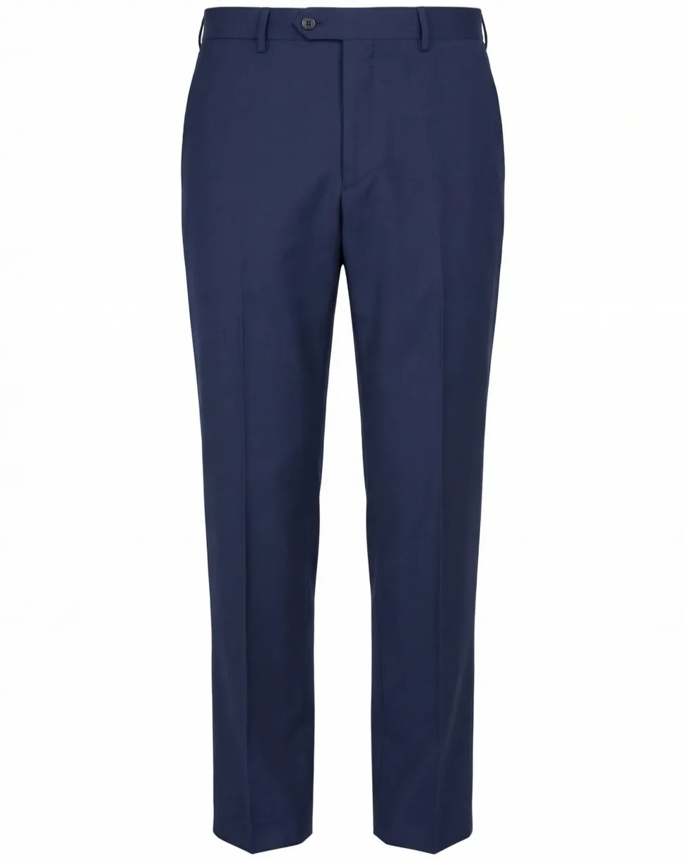Tovaglia Mens Navy Textured Classic Fit Notch Lapels Wool Silk 2 Button Suit