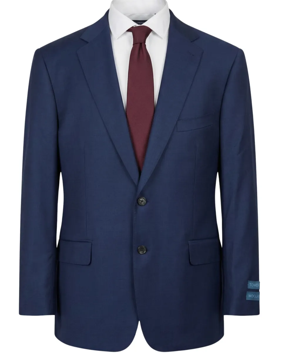 Tovaglia Mens Navy Textured Classic Fit Notch Lapels Wool Silk 2 Button Suit