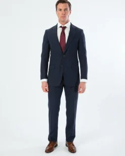 Tovaglia Mens Slim Fit Blue Plaid 100% Wool 2 Piece Suit