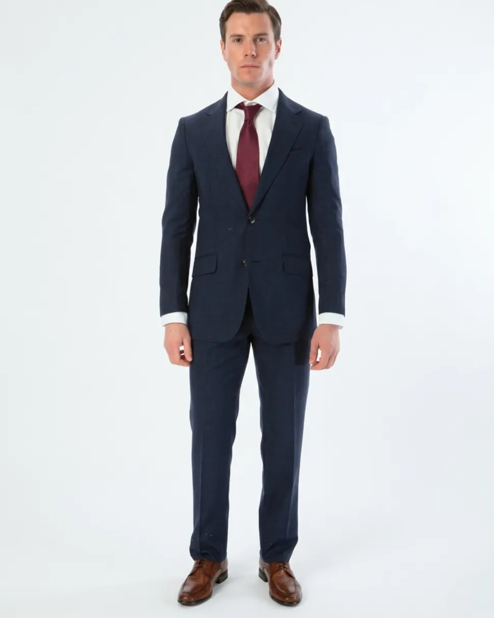 Tovaglia Mens Slim Fit Blue Plaid 100% Wool 2 Piece Suit