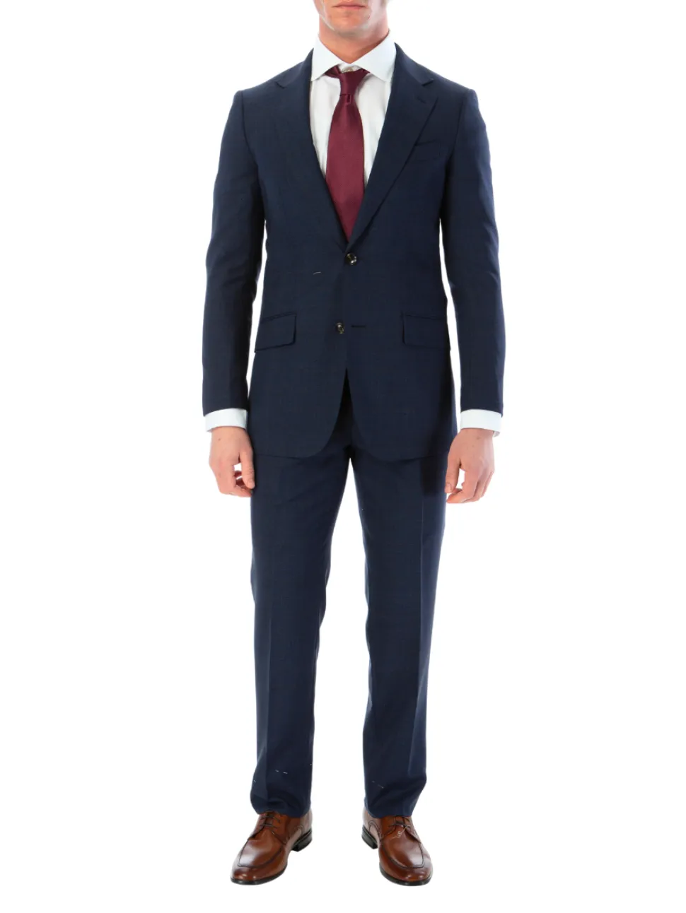 Tovaglia Mens Slim Fit Blue Plaid 100% Wool 2 Piece Suit