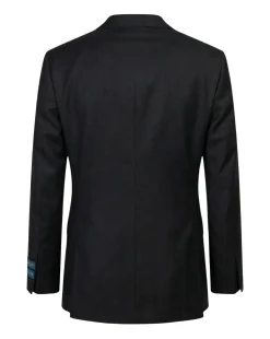 Tovaglia Mens Solid Black Classic Fit Double Breasted Wool Cashmere Blend Suit
