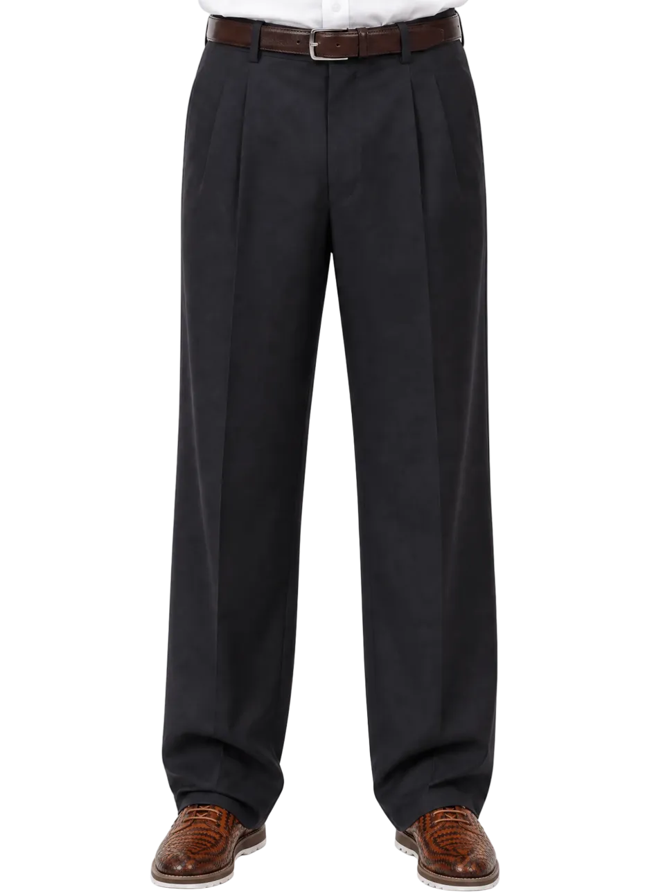Tovaglia Mens Solid Black Wide Leg Wool Cashmere Pleated Dress Pants