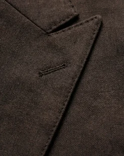 Tovaglia Mens Solid Dark Brown Classic Fit Peak Lapel Wool 3 Piece Suit