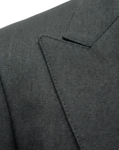 Tovaglia Mens Solid Dark Green Classic Fit Peak Lapel Wool 3 Piece Suit