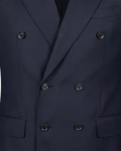 Tovaglia Mens Solid Navy Classic Fit Double Breasted Wool Cashmere Suit