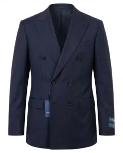 Tovaglia Mens Solid Navy Classic Fit Double Breasted Wool Cashmere Suit