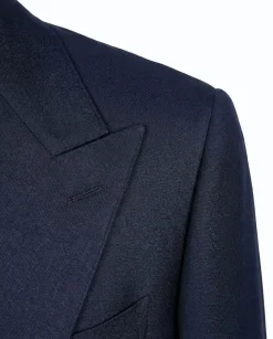 Tovaglia Mens Solid Navy Classic Fit Double Breasted Wool Cashmere Suit