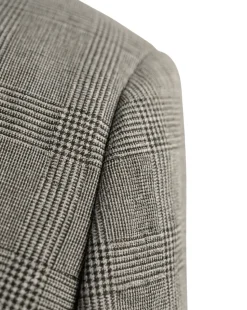Tovaglia Mens Tan Glen Plaid Classic Fit Peak Lapel Wool 2-Button Suit