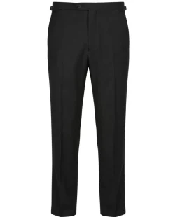 Tovaglia Solid Black Classic Fit Peak Lapel 1-Button Wool Cashmere Tuxedo Suit